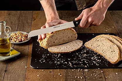 Salmon Knife/Fish Knife 11 Inch Nitrum Stainless Steel and 290 mm blade. Ergonomic Polyoxymethylene POM Handle. Series Universal. Long, sturdy blade and serrated edge. Easily cuts. Color Black