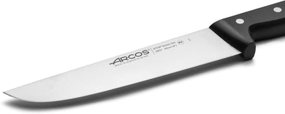Salmon Knife/Fish Knife 11 Inch Nitrum Stainless Steel and 290 mm blade. Ergonomic Polyoxymethylene POM Handle. Series Universal. Long, sturdy blade and serrated edge. Easily cuts. Color Black