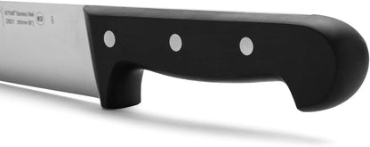 Salmon Knife/Fish Knife 11 Inch Nitrum Stainless Steel and 290 mm blade. Ergonomic Polyoxymethylene POM Handle. Series Universal. Long, sturdy blade and serrated edge. Easily cuts. Color Black