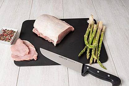 Salmon Knife/Fish Knife 11 Inch Nitrum Stainless Steel and 290 mm blade. Ergonomic Polyoxymethylene POM Handle. Series Universal. Long, sturdy blade and serrated edge. Easily cuts. Color Black