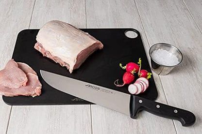 Salmon Knife/Fish Knife 11 Inch Nitrum Stainless Steel and 290 mm blade. Ergonomic Polyoxymethylene POM Handle. Series Universal. Long, sturdy blade and serrated edge. Easily cuts. Color Black