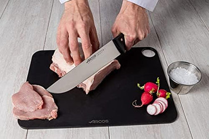 Salmon Knife/Fish Knife 11 Inch Nitrum Stainless Steel and 290 mm blade. Ergonomic Polyoxymethylene POM Handle. Series Universal. Long, sturdy blade and serrated edge. Easily cuts. Color Black