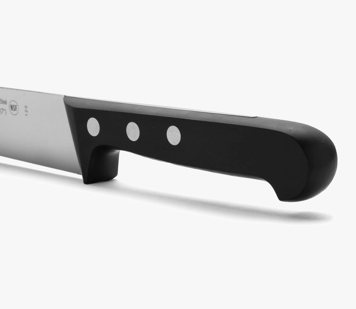Salmon Knife/Fish Knife 11 Inch Nitrum Stainless Steel and 290 mm blade. Ergonomic Polyoxymethylene POM Handle. Series Universal. Long, sturdy blade and serrated edge. Easily cuts. Color Black