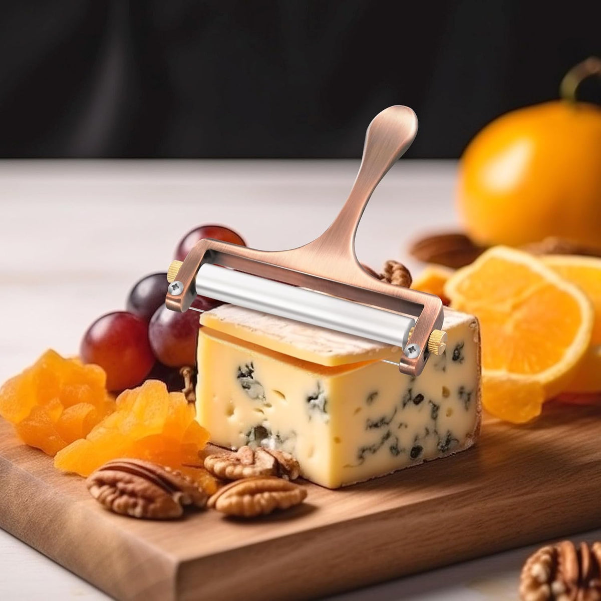 Wire Cheese Slicer Handheld Cutter with 1 Extra Wire, Silver | Stainless Steel Cheese Cutter Wire for Mozzarella, Cheddar, Gruyere, Adjustable Thickness Cheese Shaver for Block Cheese