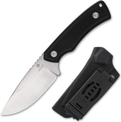 REAT Fixed Blade Knife with Kydex Sheath, 3.25" D2 Steel Blade with Full Tang Design,Ergonomic G10 Handle, Sharp EDC Knife for Hunting,Camping,Bushcraft,Hiking,Skining,Gifts for Men,Women