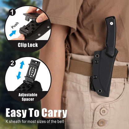 REAT Fixed Blade Knife with Kydex Sheath, 3.25" D2 Steel Blade with Full Tang Design,Ergonomic G10 Handle, Sharp EDC Knife for Hunting,Camping,Bushcraft,Hiking,Skining,Gifts for Men,Women