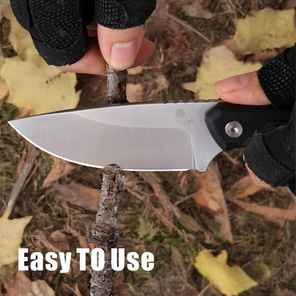 REAT Fixed Blade Knife with Kydex Sheath, 3.25" D2 Steel Blade with Full Tang Design,Ergonomic G10 Handle, Sharp EDC Knife for Hunting,Camping,Bushcraft,Hiking,Skining,Gifts for Men,Women