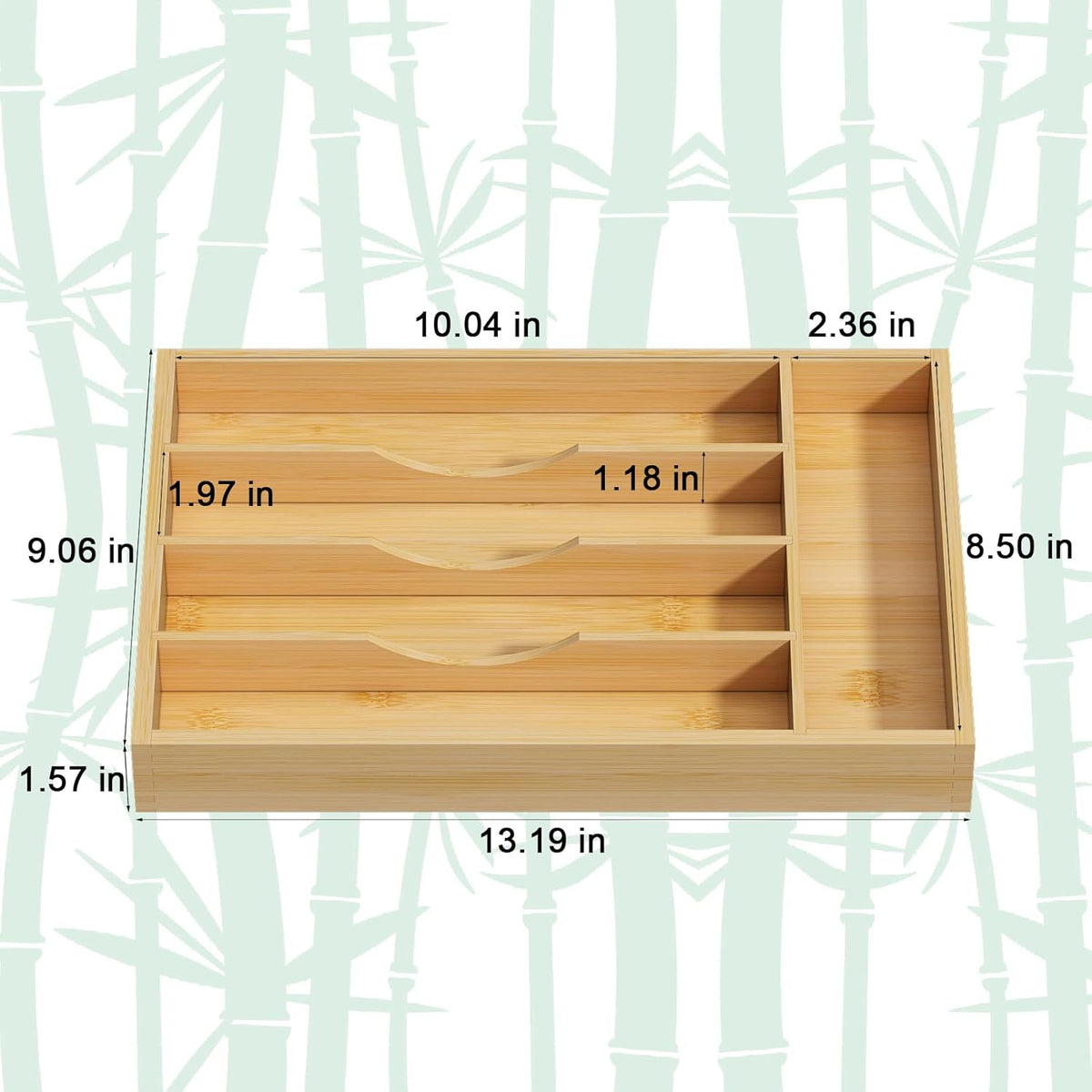 Bamboo Utensil Organizer for Kitchen Drawers, Expandable Utensil Tray and Cutlery Silverware Holder,Wood Drawer Dividers with 7 Adjustable Slots