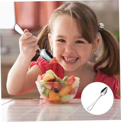 Serrated Fruit Spoon, Grapefruit Knife – Stainless Steel Dessert Spoon with Serrated Edge, Non-Stick Scoop for Papaya, Orange & Ice Cream, 6.54" x 1.18" x 0.39" (Mix 4pcs)