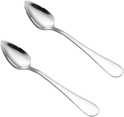 Serrated Fruit Spoon, Grapefruit Knife – Stainless Steel Dessert Spoon with Serrated Edge, Non-Stick Scoop for Papaya, Orange & Ice Cream, 6.54" x 1.18" x 0.39" (Mix 4pcs)