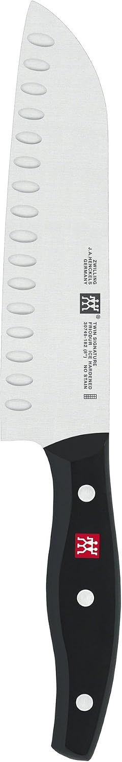 Twin Signature 7-inch Razor-Sharp German Hollow Edge Santoku Knife, Made in Company-Owned German Factory with Special Formula Steel perfected for almost 300 Years, Dishwasher Safe