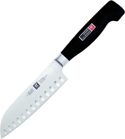 Twin Signature 7-inch Razor-Sharp German Hollow Edge Santoku Knife, Made in Company-Owned German Factory with Special Formula Steel perfected for almost 300 Years, Dishwasher Safe