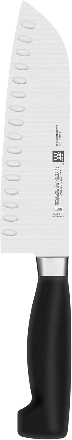 Twin Signature 7-inch Razor-Sharp German Hollow Edge Santoku Knife, Made in Company-Owned German Factory with Special Formula Steel perfected for almost 300 Years, Dishwasher Safe