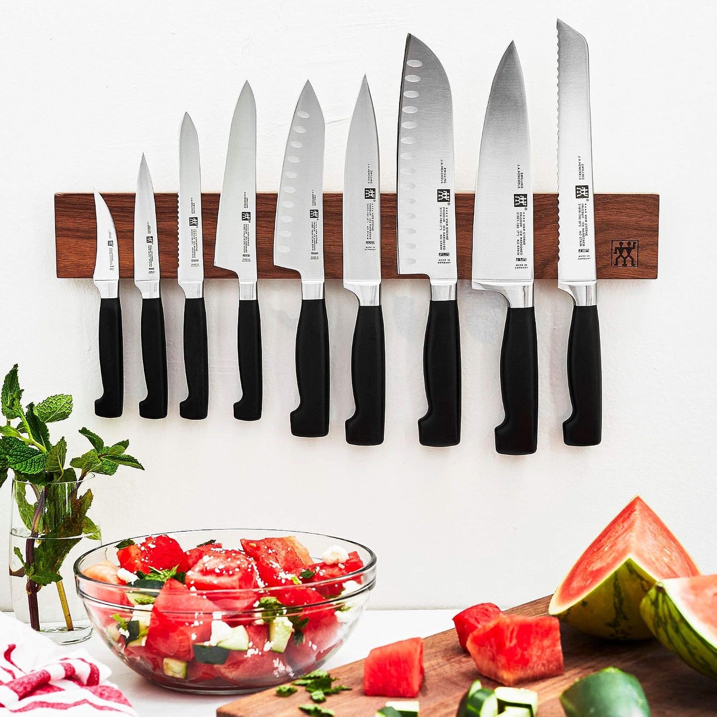 Twin Signature 7-inch Razor-Sharp German Hollow Edge Santoku Knife, Made in Company-Owned German Factory with Special Formula Steel perfected for almost 300 Years, Dishwasher Safe