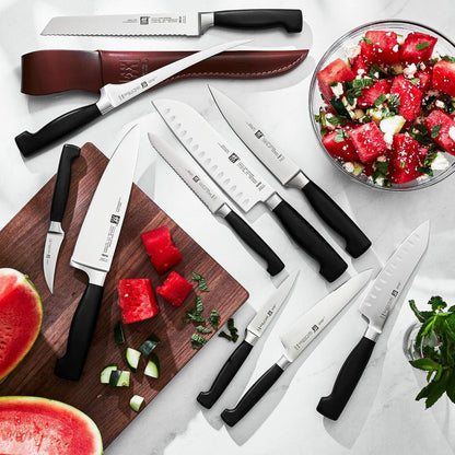 Twin Signature 7-inch Razor-Sharp German Hollow Edge Santoku Knife, Made in Company-Owned German Factory with Special Formula Steel perfected for almost 300 Years, Dishwasher Safe