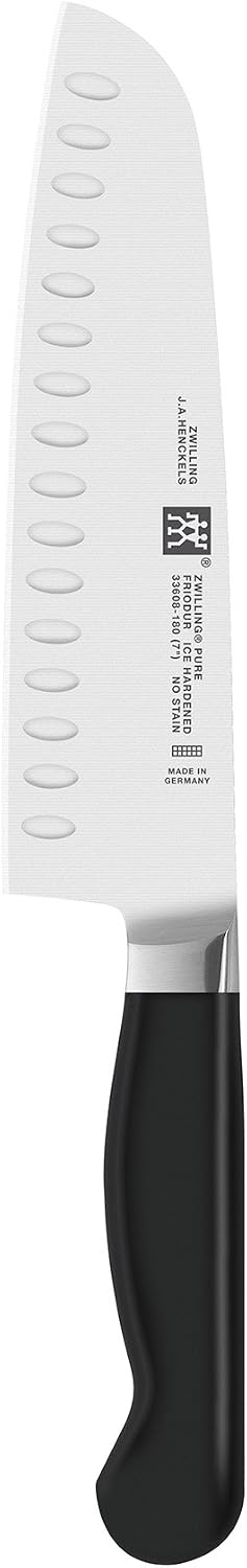 Twin Signature 7-inch Razor-Sharp German Hollow Edge Santoku Knife, Made in Company-Owned German Factory with Special Formula Steel perfected for almost 300 Years, Dishwasher Safe