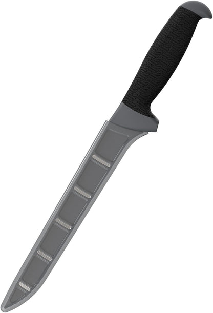 Kershaw 7.5" Narrow Fillet Knife, Black, 7.5 Inch Fixed Stainless Steel Blade, Trailing Point Blade Tip, Includes Blade Protector, Fishing Fillet Knife for Small Salt and Fresh Water Fish