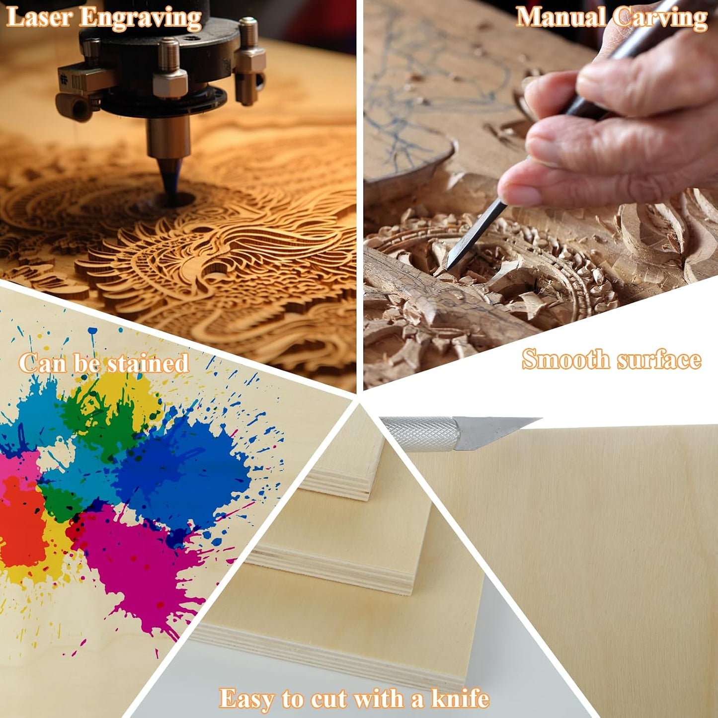 5 Pack Basswood Sheets for Crafts, 12 x 16 x 1/2 Inch 12mm Thin Plywood Sheets Unfinished Bass Wood Boards for Arts and Crafts, Painting, Pyrography, Wood Engraving, Wood Burning, Architectural Models