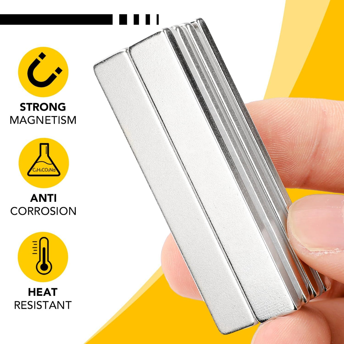 Strong Magnets, 8 Pack Neodymium Magnetic Strips Adhensive Backing | Industrial Rare Earth Flat Magnet Bar Heave Duty for Fridge, Whiteboard, Classroom, Science and Craft 2.36 x 0.39 x 0.12 Inch
