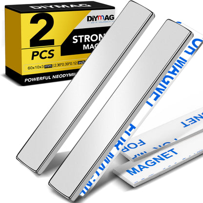 Strong Magnets, 8 Pack Neodymium Magnetic Strips Adhensive Backing | Industrial Rare Earth Flat Magnet Bar Heave Duty for Fridge, Whiteboard, Classroom, Science and Craft 2.36 x 0.39 x 0.12 Inch
