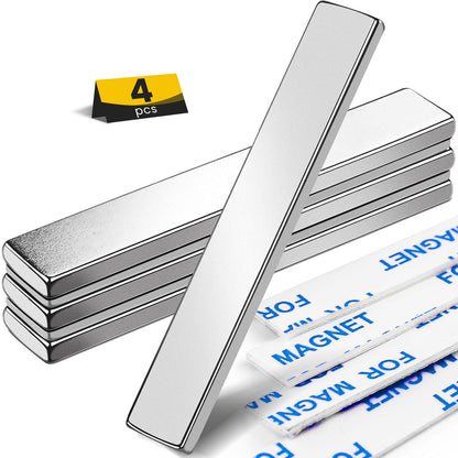 Strong Magnets, 8 Pack Neodymium Magnetic Strips Adhensive Backing | Industrial Rare Earth Flat Magnet Bar Heave Duty for Fridge, Whiteboard, Classroom, Science and Craft 2.36 x 0.39 x 0.12 Inch