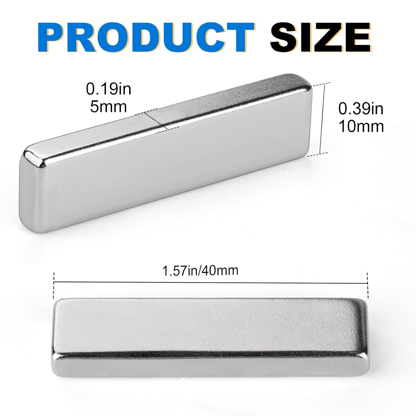 Strong Magnets, 8 Pack Neodymium Magnetic Strips Adhensive Backing | Industrial Rare Earth Flat Magnet Bar Heave Duty for Fridge, Whiteboard, Classroom, Science and Craft 2.36 x 0.39 x 0.12 Inch