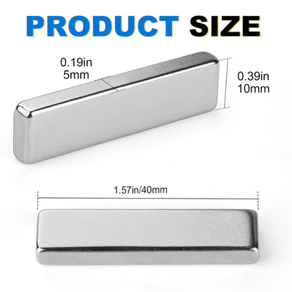 Strong Magnets, 8 Pack Neodymium Magnetic Strips Adhensive Backing | Industrial Rare Earth Flat Magnet Bar Heave Duty for Fridge, Whiteboard, Classroom, Science and Craft 2.36 x 0.39 x 0.12 Inch