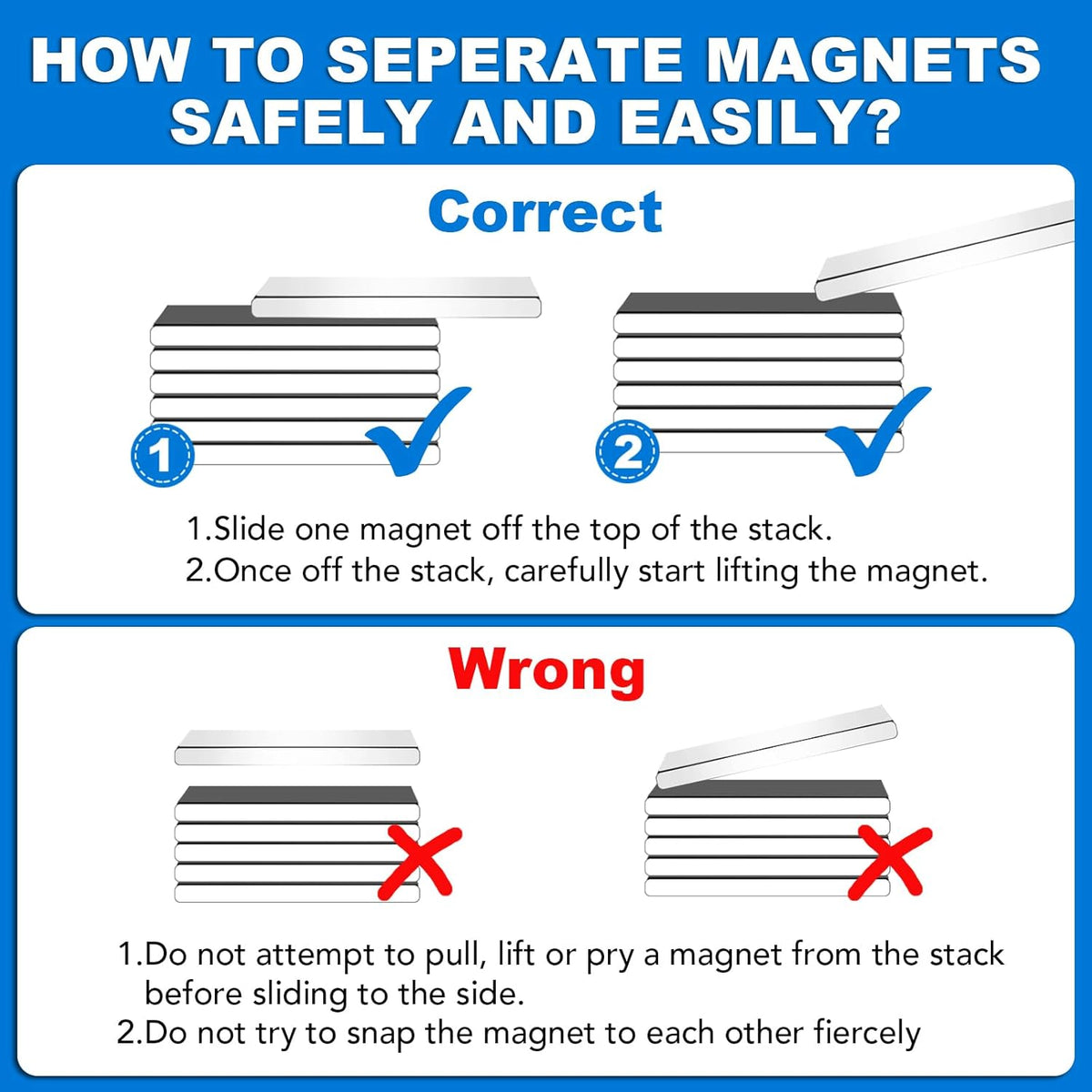 Strong Magnets, 8 Pack Neodymium Magnetic Strips Adhensive Backing | Industrial Rare Earth Flat Magnet Bar Heave Duty for Fridge, Whiteboard, Classroom, Science and Craft 2.36 x 0.39 x 0.12 Inch