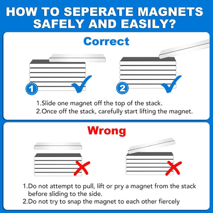 Strong Magnets, 8 Pack Neodymium Magnetic Strips Adhensive Backing | Industrial Rare Earth Flat Magnet Bar Heave Duty for Fridge, Whiteboard, Classroom, Science and Craft 2.36 x 0.39 x 0.12 Inch