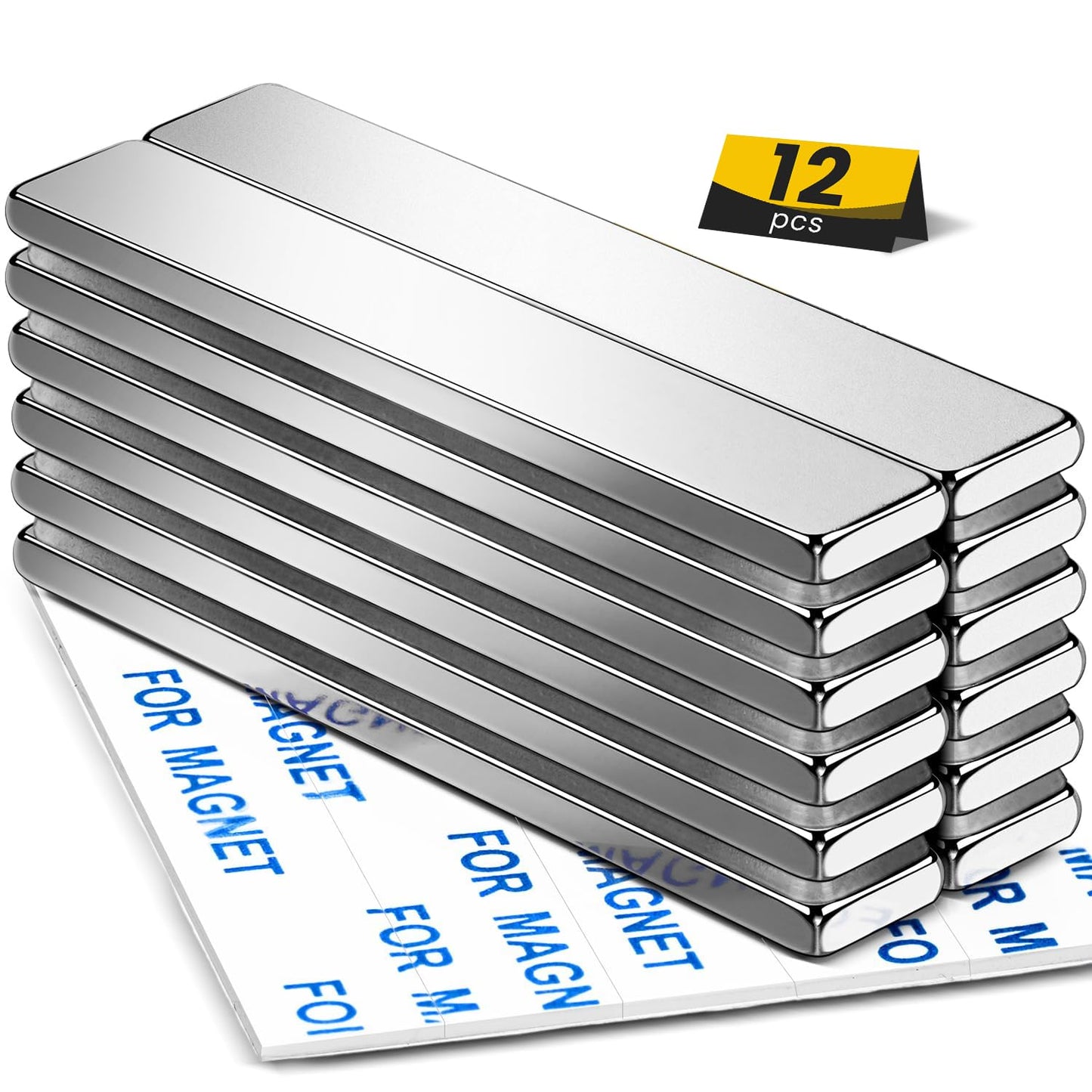 Strong Magnets, 8 Pack Neodymium Magnetic Strips Adhensive Backing | Industrial Rare Earth Flat Magnet Bar Heave Duty for Fridge, Whiteboard, Classroom, Science and Craft 2.36 x 0.39 x 0.12 Inch