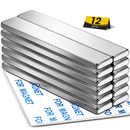Strong Magnets, 8 Pack Neodymium Magnetic Strips Adhensive Backing | Industrial Rare Earth Flat Magnet Bar Heave Duty for Fridge, Whiteboard, Classroom, Science and Craft 2.36 x 0.39 x 0.12 Inch