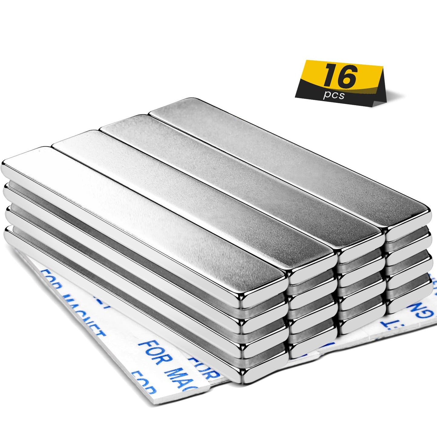 Strong Magnets, 8 Pack Neodymium Magnetic Strips Adhensive Backing | Industrial Rare Earth Flat Magnet Bar Heave Duty for Fridge, Whiteboard, Classroom, Science and Craft 2.36 x 0.39 x 0.12 Inch