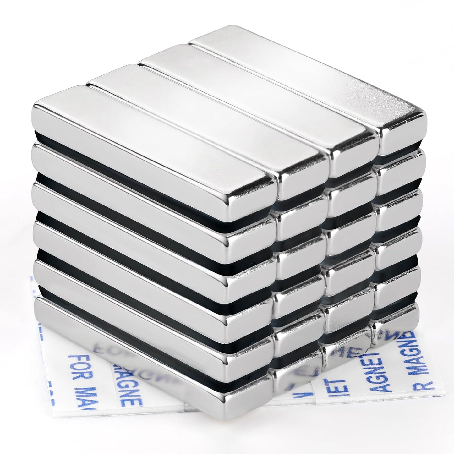 Strong Magnets, 8 Pack Neodymium Magnetic Strips Adhensive Backing | Industrial Rare Earth Flat Magnet Bar Heave Duty for Fridge, Whiteboard, Classroom, Science and Craft 2.36 x 0.39 x 0.12 Inch