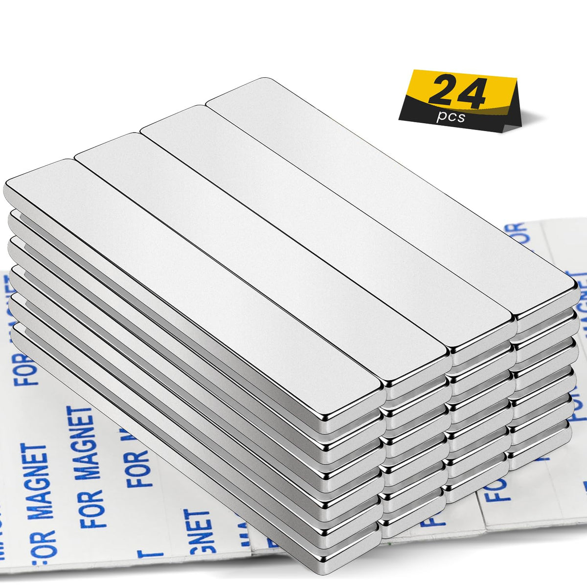 Strong Magnets, 8 Pack Neodymium Magnetic Strips Adhensive Backing | Industrial Rare Earth Flat Magnet Bar Heave Duty for Fridge, Whiteboard, Classroom, Science and Craft 2.36 x 0.39 x 0.12 Inch