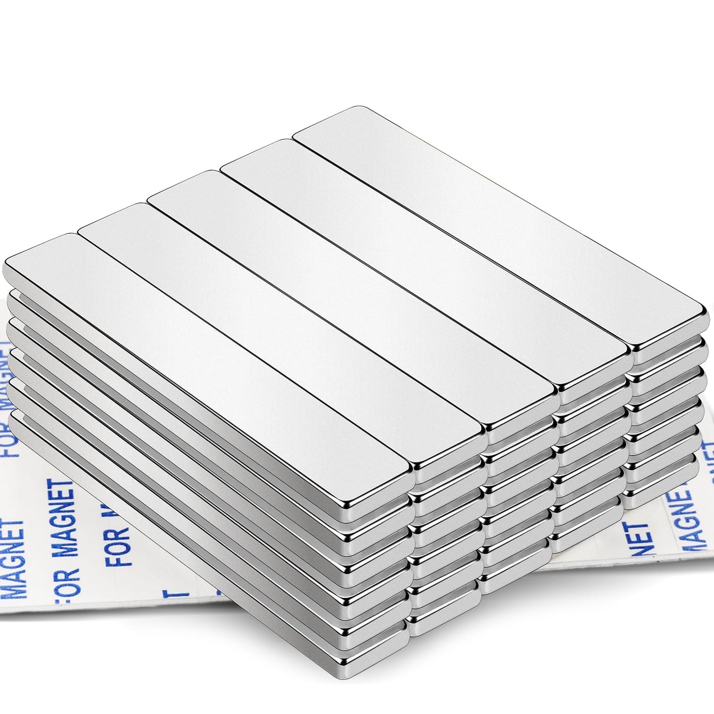 Strong Magnets, 8 Pack Neodymium Magnetic Strips Adhensive Backing | Industrial Rare Earth Flat Magnet Bar Heave Duty for Fridge, Whiteboard, Classroom, Science and Craft 2.36 x 0.39 x 0.12 Inch