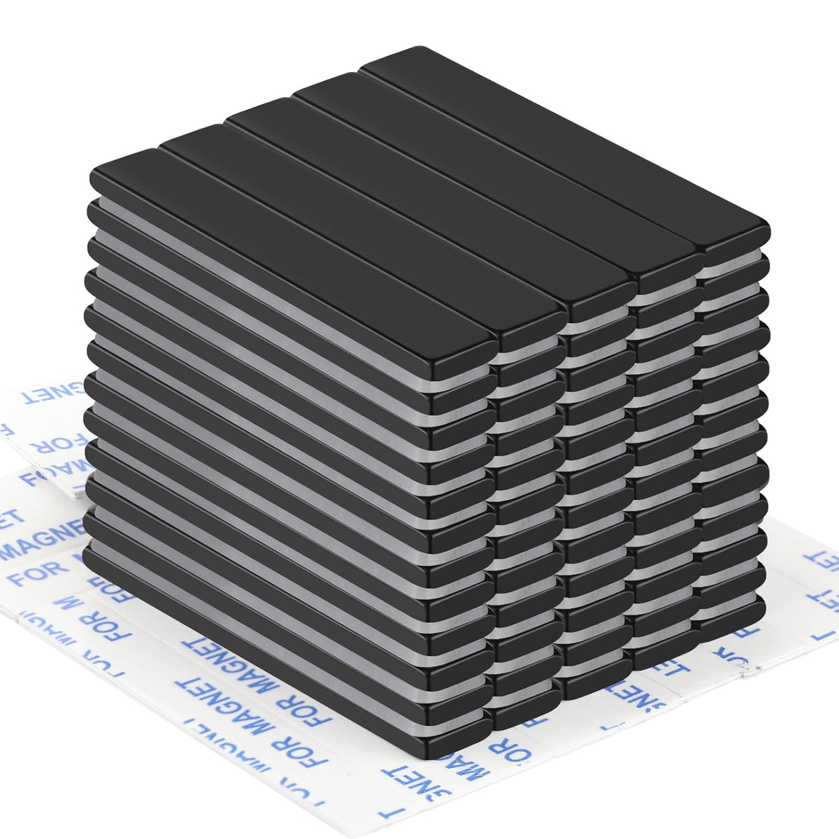 Strong Magnets, 8 Pack Neodymium Magnetic Strips Adhensive Backing | Industrial Rare Earth Flat Magnet Bar Heave Duty for Fridge, Whiteboard, Classroom, Science and Craft 2.36 x 0.39 x 0.12 Inch
