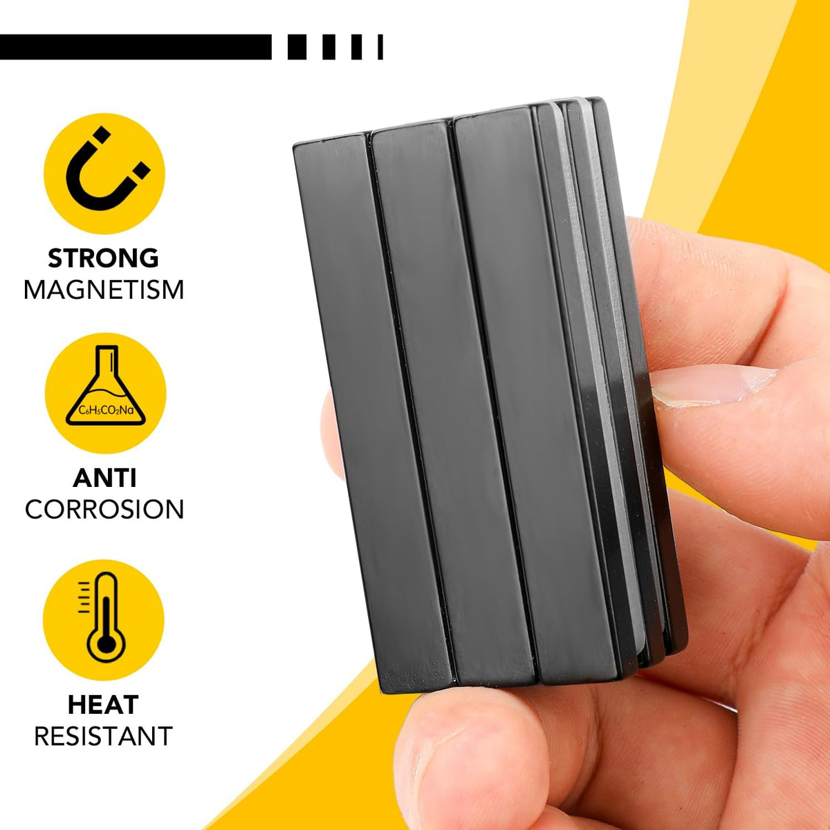 Strong Magnets, 8 Pack Neodymium Magnetic Strips Adhensive Backing | Industrial Rare Earth Flat Magnet Bar Heave Duty for Fridge, Whiteboard, Classroom, Science and Craft 2.36 x 0.39 x 0.12 Inch