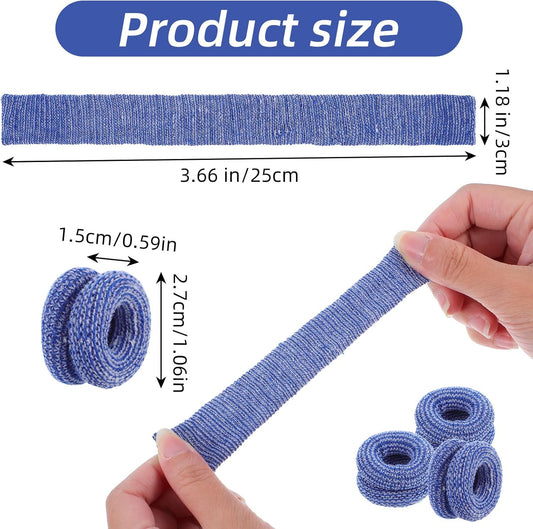 Finger Cots, 60 Pcs Finger Bandage Roll for Fingers Tips Cut Resistant Fingers Protectors Tubular Bandages for Wounds Elastic Thumb Covers for Gardening Sculpture Kitchen (M, Blue & White)