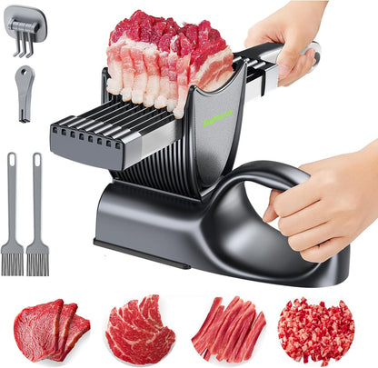 SupMaKin Fresh Meat Slicer with SteadyGrip, Adjustable 2/4 mm, 17 IN 1