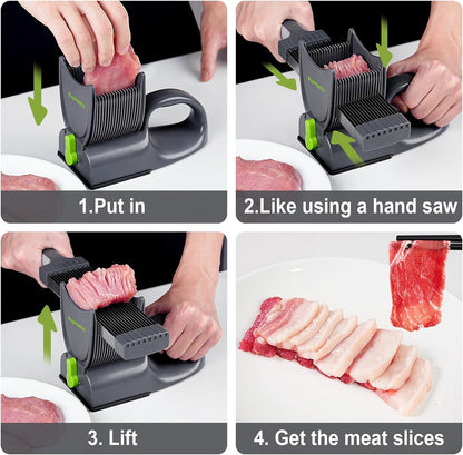 SupMaKin Fresh Meat Slicer with SteadyGrip, Adjustable 2/4 mm, 17 IN 1