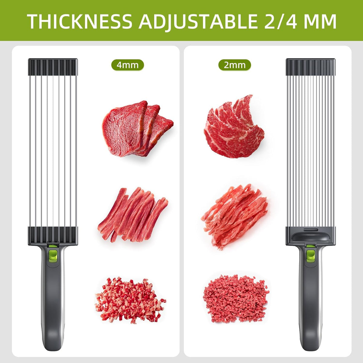 SupMaKin Fresh Meat Slicer with SteadyGrip, Adjustable 2/4 mm, 17 IN 1
