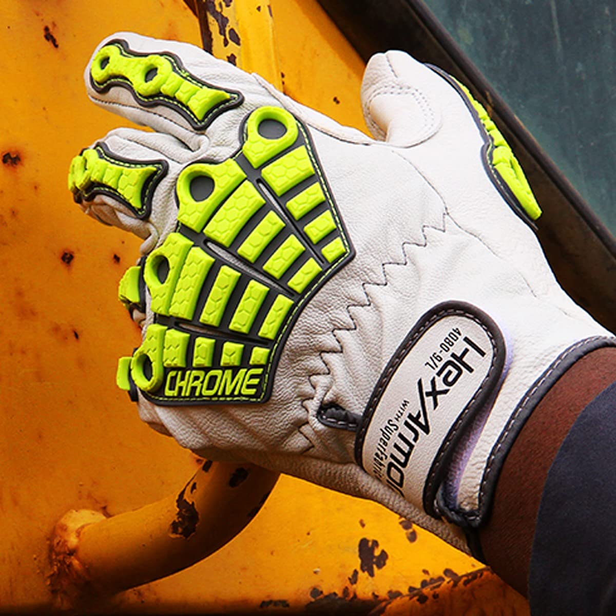 Chrome SLT 4061 Leather Work Gloves | ANSI A5 Cut Resistant | 360° Aramid Liner | Durable Goatskin Leather Palm | SlipFit Cuff Mechanics Style Safety Glove | X-Large