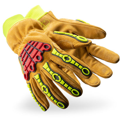 Chrome SLT 4061 Leather Work Gloves | ANSI A5 Cut Resistant | 360° Aramid Liner | Durable Goatskin Leather Palm | SlipFit Cuff Mechanics Style Safety Glove | X-Large