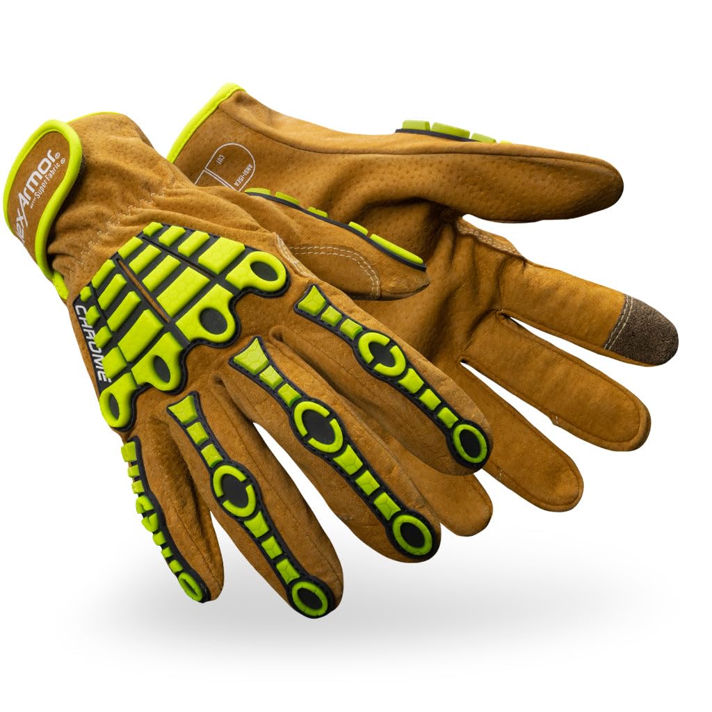 Chrome SLT 4061 Leather Work Gloves | ANSI A5 Cut Resistant | 360° Aramid Liner | Durable Goatskin Leather Palm | SlipFit Cuff Mechanics Style Safety Glove | X-Large