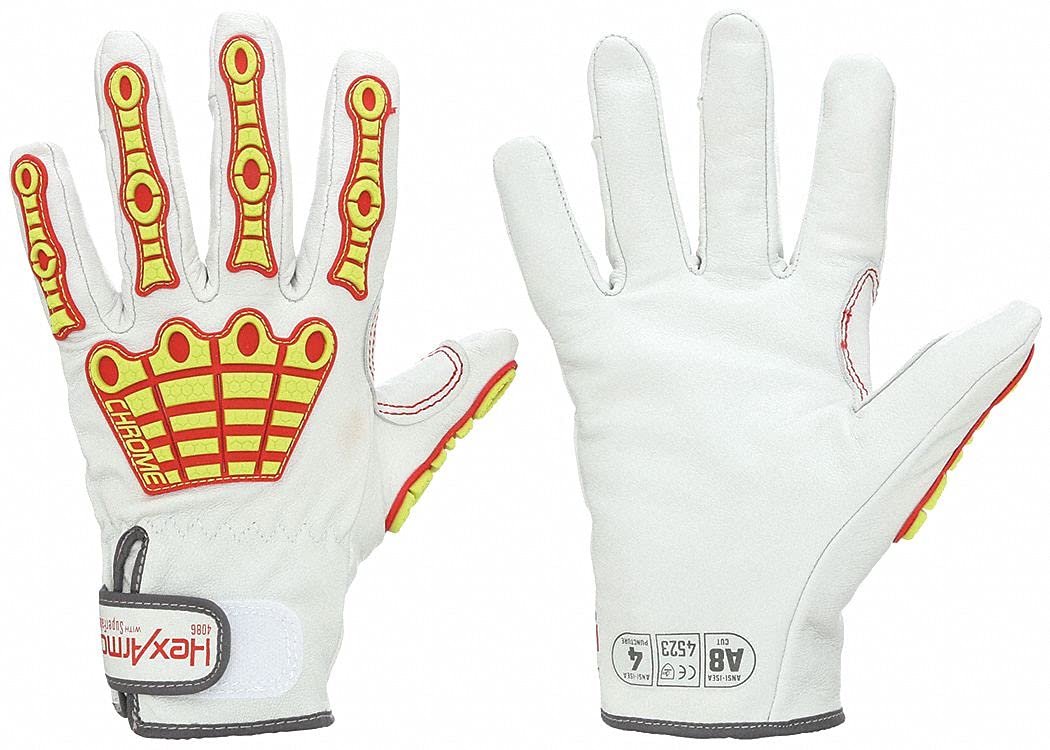 Chrome SLT 4061 Leather Work Gloves | ANSI A5 Cut Resistant | 360° Aramid Liner | Durable Goatskin Leather Palm | SlipFit Cuff Mechanics Style Safety Glove | X-Large