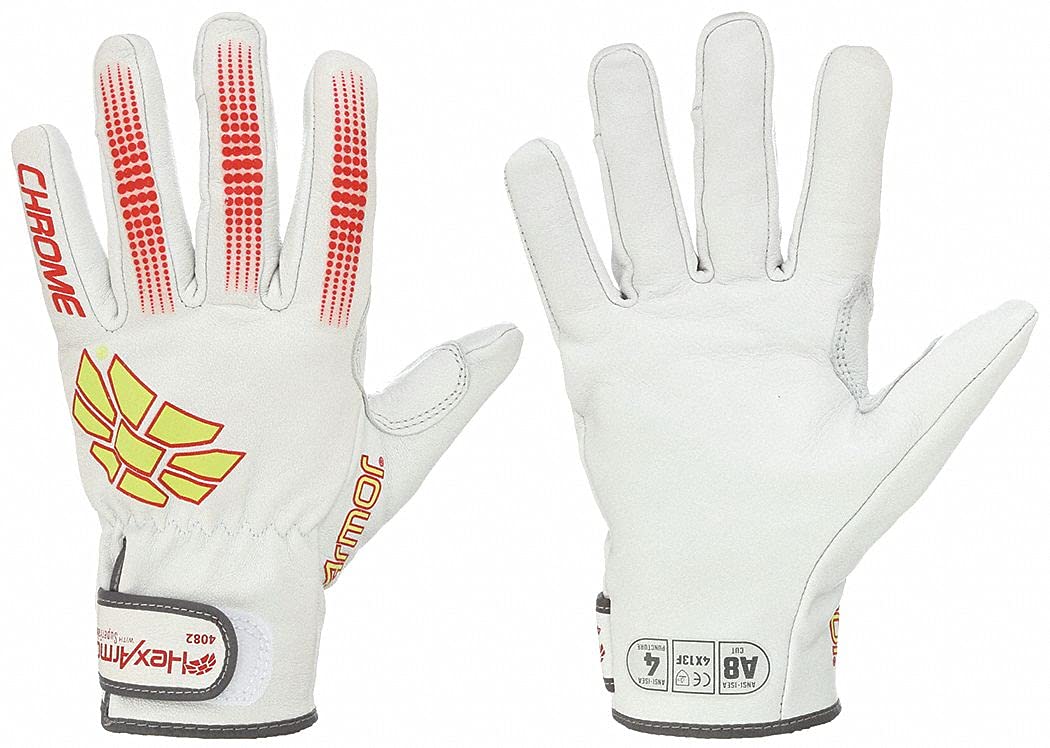 Chrome SLT 4061 Leather Work Gloves | ANSI A5 Cut Resistant | 360° Aramid Liner | Durable Goatskin Leather Palm | SlipFit Cuff Mechanics Style Safety Glove | X-Large