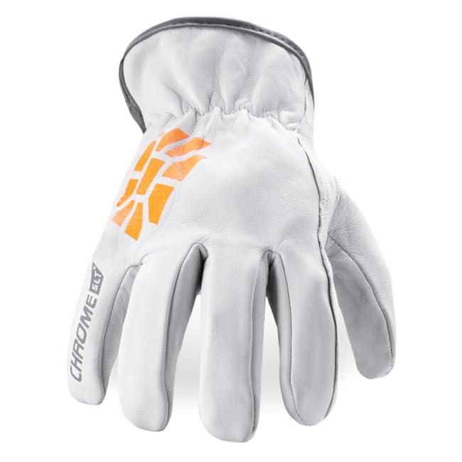 Chrome SLT 4061 Leather Work Gloves | ANSI A5 Cut Resistant | 360° Aramid Liner | Durable Goatskin Leather Palm | SlipFit Cuff Mechanics Style Safety Glove | X-Large