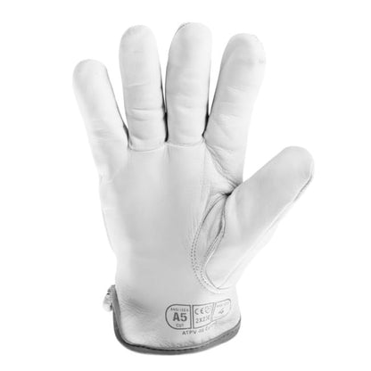 Chrome SLT 4061 Leather Work Gloves | ANSI A5 Cut Resistant | 360° Aramid Liner | Durable Goatskin Leather Palm | SlipFit Cuff Mechanics Style Safety Glove | X-Large