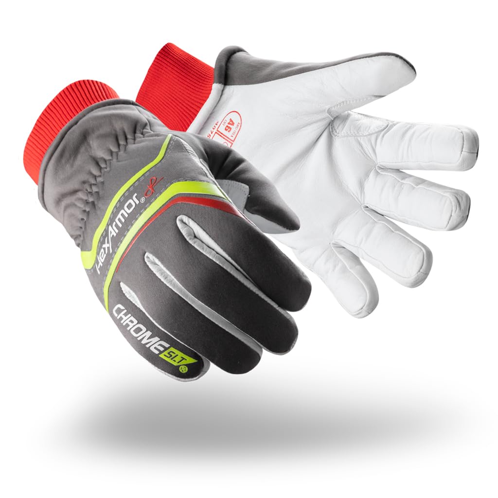Chrome SLT 4061 Leather Work Gloves | ANSI A5 Cut Resistant | 360° Aramid Liner | Durable Goatskin Leather Palm | SlipFit Cuff Mechanics Style Safety Glove | X-Large