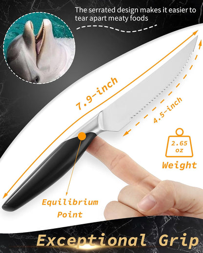 Serrated Steak Knives Set of 6, German 1.4116 Steel